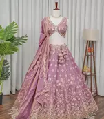Mauve Zari & Sequins Embroidered Shimmer Lehenga Choli with Dupatta