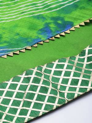 green silk lehenga with printed and lace work 6
