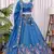 Blue Thread & Zari Embroidered Crush Silk Lehenga Choli with Dupatta