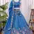 Blue Thread & Zari Embroidered Crush Silk Lehenga Choli with Dupatta