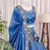 Blue Thread & Zari Embroidered Crush Silk Lehenga Choli with Dupatta