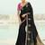 Organza viscose satin embroidered black saree