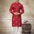 red pure silk kurta pajama with embroidery