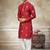 red pure silk kurta pajama with embroidery