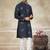 blue pure silk kurta pajama with embroidered work