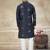 blue pure silk kurta pajama with embroidered work