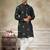black pure silk kurta pajama with embroidered work