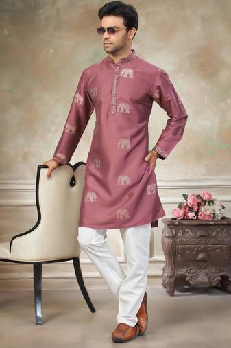 pink pure silk kurta pajama with embroidered work