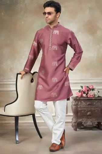 pink pure silk kurta pajama with embroidered work