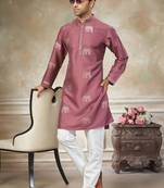 pink pure silk kurta pajama with embroidered work