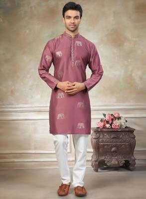pink pure silk kurta pajama with embroidered work 2