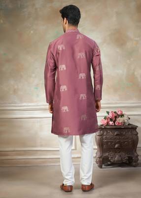 pink pure silk kurta pajama with embroidered work 3