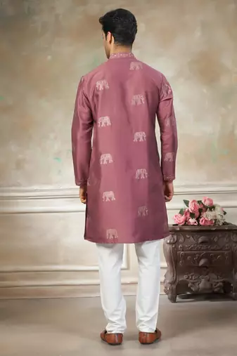 pink pure silk kurta pajama with embroidered work