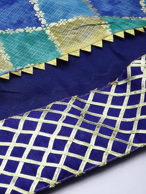 blue silk lehenga set with printed work pattern 6