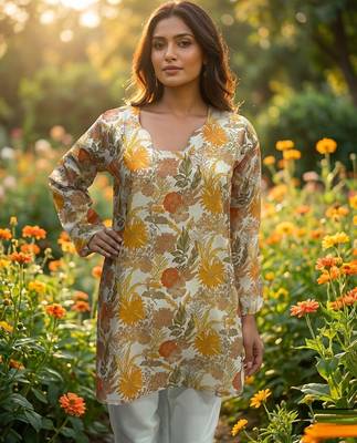  floral digital print muslin silk blend tunic 2
