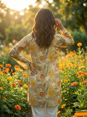  floral digital print muslin silk blend tunic 3