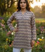  floral digital print muslin silk tunic / stylish short kurti for grilish
