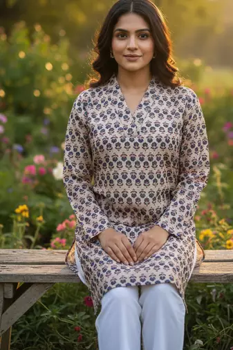  floral digital print muslin silk blend tunic
