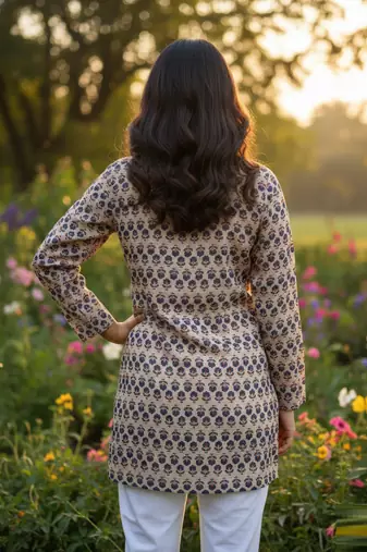  floral digital print muslin silk blend tunic