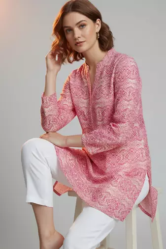  floral digital print muslin silk blend tunic
