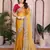 Catching mustard yellow fendy silk multi sequins embroidered saree with banglory silk blouse