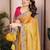 Catching mustard yellow fendy silk multi sequins embroidered saree with banglory silk blouse