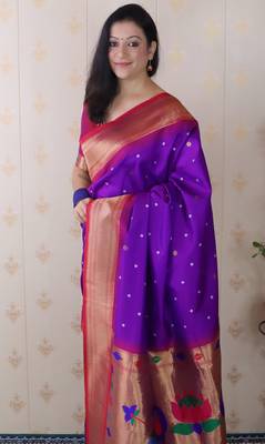purple paithani silk saree with bandhani zari work 5
