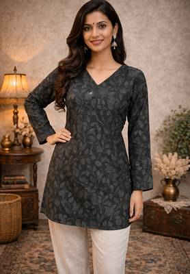  floral digital print muslin silk blend tunic 1