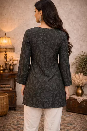  floral digital print muslin silk blend tunic