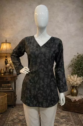  floral digital print muslin silk blend tunic