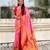 Pink soft silk bandhani zari weaving saree with contrast blouse piece