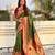 Olive soft silk bandhani zari weaving saree with contrast blouse piece