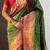 Olive soft silk bandhani zari weaving saree with contrast blouse piece