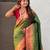 Olive soft silk bandhani zari weaving saree with contrast blouse piece