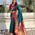 Teal soft silk bandhani zari weaving saree with contrast blouse piece