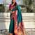 Teal soft silk bandhani zari weaving saree with contrast blouse piece