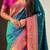 Teal soft silk bandhani zari weaving saree with contrast blouse piece
