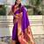 Purple soft silk bandhani zari weaving saree with contrast blouse piece