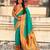 Turquoise blue soft silk bandhani zari weaving saree with contrast blouse piece