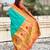 Turquoise blue soft silk bandhani zari weaving saree with contrast blouse piece
