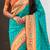Turquoise blue soft silk bandhani zari weaving saree with contrast blouse piece