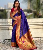 soft silk blue bandhani saree with zari weaving border