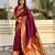 Burgundy soft silk bandhani zari weaving saree with contrast blouse piece
