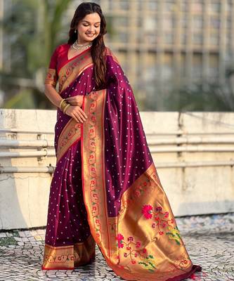 burgundy bandhani soft silk saree with zari weaving border 3