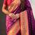 Burgundy soft silk bandhani zari weaving saree with contrast blouse piece