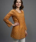  floral digital print muslin silk tunic / stylish short kurti for grilish