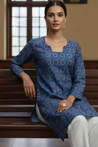  floral digital print muslin silk blend tunic