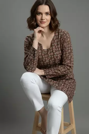  floral digital print muslin silk blend tunic