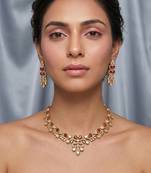ruby red stone gold plated necklace set with earrings