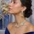 Elegant blue stone floral necklace set with statement earrings – gold plated traditional jewelry